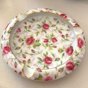 Vintage Lefton Rose Chintz Ashtray